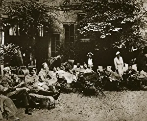 Recovering Prints: Injured soldiers recuperating at an American hospital in Paris, France, World War I, 1918