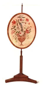 A History Of English Furniture Gallery: Inlaid Mahogany Pole Screen, 1908. Creator: Shirley Slocombe