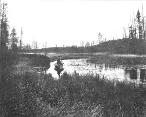 Canoeing Prints: The Inlet, Thunder Lake, Wisconsin, USA, c1900. Creator: Unknown