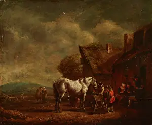 Philips Wouwerman Prints: In Front of the Inn, 18th century. Creator: Unknown