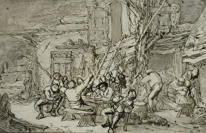 Ostade Adriaen Van Prints: Inn interior with violin player, c.1640-1645. Creator: Adriaen van Ostade