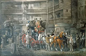 Inn yard with Mail Coach preparing to leave, c1840