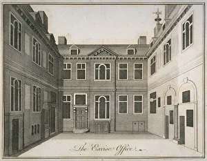 Old Broad Street Prints: Inner courtyard of the Excise Office, Old Broad Street, City of London, 1800. Artist