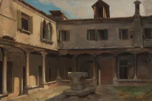Convent Prints: Inner courtyard of an Italian convent, c.1830. Creator: Unknown