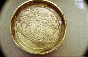 Inscription on a golden bowl of the King hunting wild bulls, Temple of Baal, c14th-12th century BC