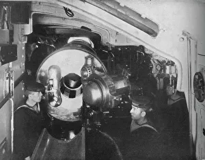 Inside the Barbette of a Battleship showing the opened breech of a 13'5 inch gun, 1914 Inside the Barbette of a Battleship showing the opened breech of a 13'5 inch gun, 1914