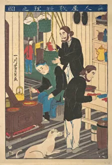 Chef Gallery: Inside a Foreign Restaurant, 10th month, 1860. Creator: Yoshikazu