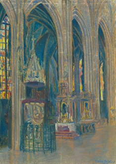 1919 Prints: Inside the Kosice cathedral, 1919. Creator: Konstantin Bauer