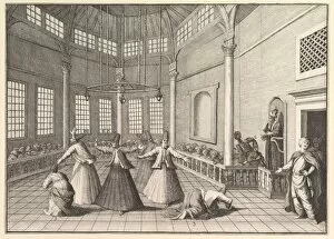 The Inside of a Mosque, the Dervishes Dancing (Aubry de La Mottrayes '