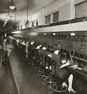 Switchboard Prints: Inside a New York telephone exchange, USA, early 1930s