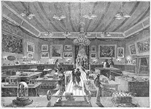 Inside the Palais de l'Industrie, Paris, during the 1881 Electricity Exhibition, pub