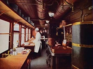 Cecil J Allen Collection: Inside a Restaurant Car Kitchen on the L. M. S. Railway, 1926