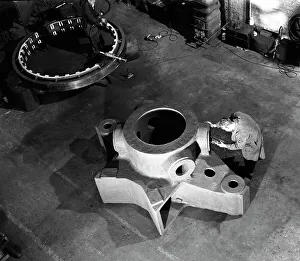 Casting Gallery: Inspecting a large precision steel casting, Sheffield, South Yorkshire, 1961. Artist