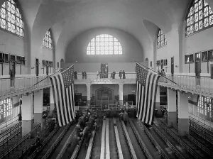 Inspection room, Ellis Island, New York, c.between 1910 and 1920. Creator: Unknown