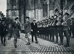 Benjamin Tucker Collection: Inspection of troops at the foot of Cologne Cathedral, 1919, (1945)