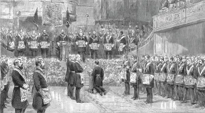 Albert Victor Christian Prince Prints: The Installation of the Duke of Clarence at Reading as Provisional Grand Master of the Berkshire F Creator: Unknown