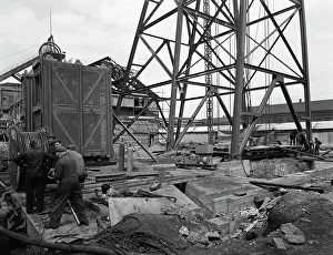 Winding Gear Prints: Installing a cage at Hickleton Main pit, Thurnscoe, South Yorkshire, 1961. Artist
