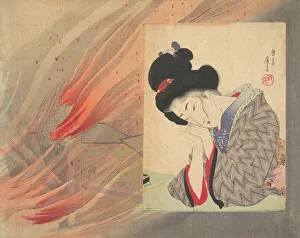 Eisen Prints: Insurance girl (hoken musume), illustration from Bugei Kurabu (Literary Club)