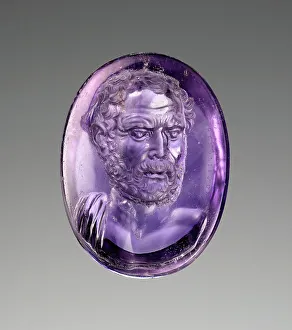 Gemstone Prints: Intaglio with Bust of Demosthenes, about 25 B.C. Creator: Dioskouride