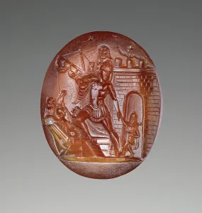 Intaglio with Scene of Aeneas and his Family Escaping from Troy, about 20 B.C. Creator: Unknown