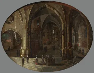 Neefs Pieter Prints: Intérieur d'église - Effet de nuit, c.1657. Creator: Pieter Neefs