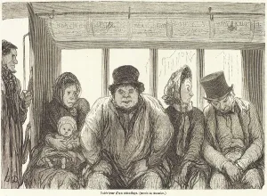 Charles Maurand Prints: Interieur d'un omnibus [bottom half], published 1864. Creator: Charles Maurand