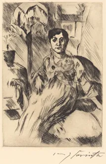 Floor Lamp Prints: Interieur mit Frau (Interior with Woman), 1917. Creator: Lovis Corinth