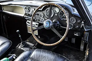 Interior of a 1961 Aston Martin DB4 GT SWB lightweight. Creator: Unknown