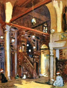 Mamluk Dynasty Prints: Interior of the al-Mu ayyad Mosque, Cairo, Egypt, 1928. Artist: Louis Cabanes
