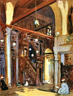 Interior of the al-Mu ayyad Mosque, Cairo, Egypt, 1928. Artist: Louis Cabanes