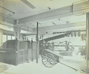Fire Station Prints: Interior of appliance room, Northcote Road Fire Station, Battersea, London, 1906