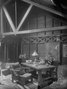 Artists Home Prints: Interior of Arnold Genthe's bungalow in Carmel