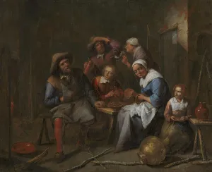 Artisans Prints: An Interior with Artisans and Peasants Eating and Drinking