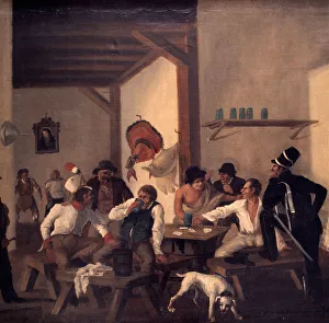 Beverage Gallery: Interior of a bar, oil