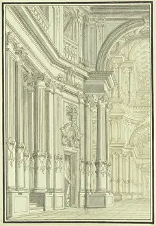 Ornate Prints: Interior of a Baroque church, 17th century. Creator: Giacomo Antonio Mannini