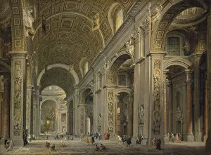 Images Dated 14th March 2011: Interior of the Basilica of Saint Peter in Rome, 1750s