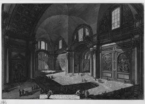 Interior of the basilica of Santa Maria degli Angeli (former baths of Diocletian), Between 1765 and 1775 Interior of the basilica of Santa Maria degli Angeli (former baths of Diocletian), Between 1765 and 1775
