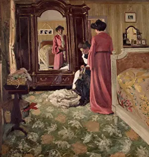 Felix Prints: Interior, Bedroom with Two Figures, 1904. Creator: Felix Vallotton