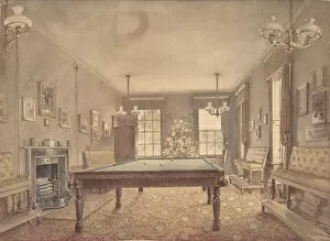 Billiards Gallery: Interior of the billiard room at Lupton House, Devonshire, designed by George... 1838