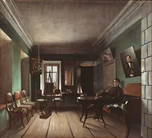 Images Dated 10th June 2013: Interior in the Bykovs house, 1850s. Artist: Yurov, Grigori Vasilyevich (?-after 1896)