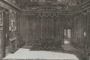 Daniel Marot Prints: Interior with a Canopy Bed and a Row of Chairs Lining the Walls, from No