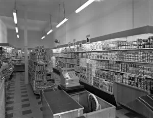 Retail Gallery: The interior of Carlines Self Service Store, Mexborough, South Yorkshire, 1960. Artist