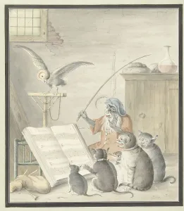 Saftleven Cornelis Prints: Interior with cat concert, 1620-1715. Creator: Cornelis Saftleven