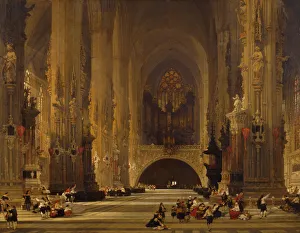 David Roberts Prints: Interior of the Cathedral of St Stephen, Vienna, 1853 Creator: David Roberts