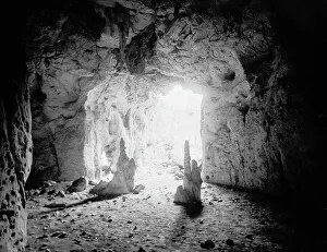 Central American Prints: Interior of cave, El Abra, Mexico, between 1880 and 1897. Creator: William H. Jackson