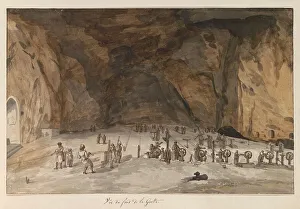 Ducros Abraham Louis Rodolphe Prints: Interior of cave of Santa Maria Capella, 1778. Creator: Louis Ducros