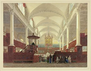 Pulpit Prints: Interior of Christ Church, c. 1816. Creator: Frederick Mackenzie