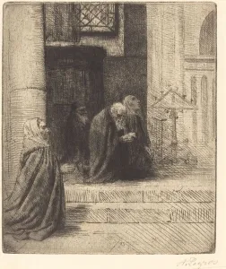 Old Women Prints: Interior of a Church (Interieur d eglise). Creator: Alphonse Legros