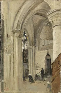 J Corot Prints: Interior of the Church at Mantes, 1865. Creator: Jean-Baptiste-Camille Corot