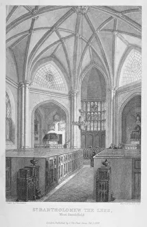 George Dance Jnr Prints: Interior of the Church of St Bartholomew-the-Less, City of London, 1839